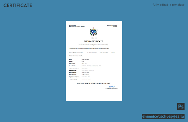 Kubanische Geburtsurkunde (Word- und PDF-Beispiel)